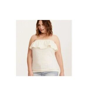 Torrid Tube Top Womens‎ 0 Cotton Cream Ruffled Blouse